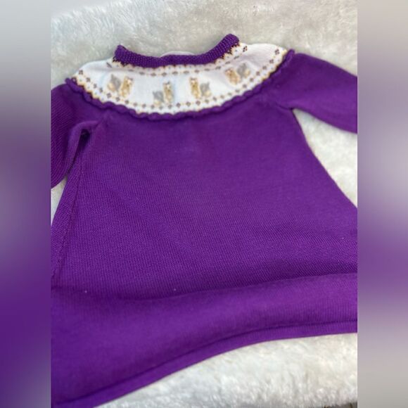 JANIE AND JACK 0-3m PURPLE PUPPY DOG SWEATER STYLE DRESS WINTER WHIMSEY cotton - Picture 12 of 16